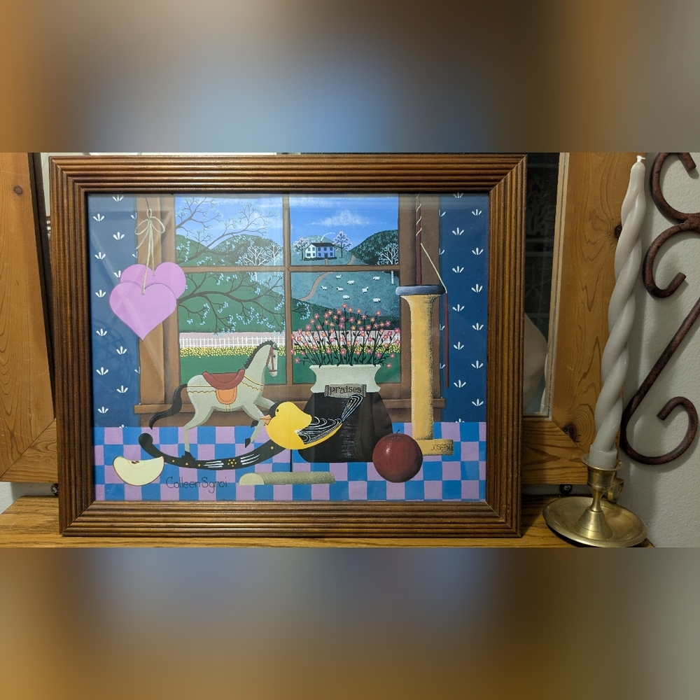 Spring Praises" By Colleen Sgroi. Framed Print Whimsical, Colorful, Folk Art